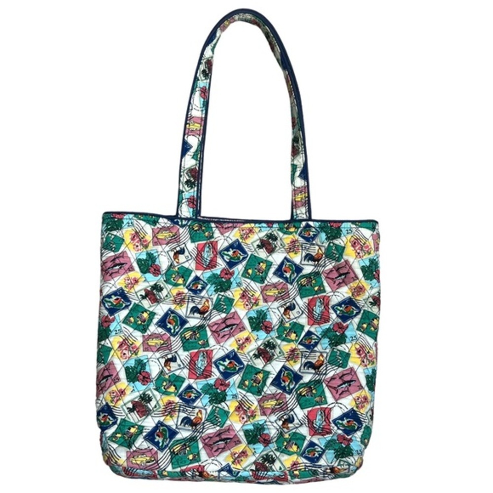 Vera Bradley Cuban Stamps Quilted Tote retired - Picture 3 of 8